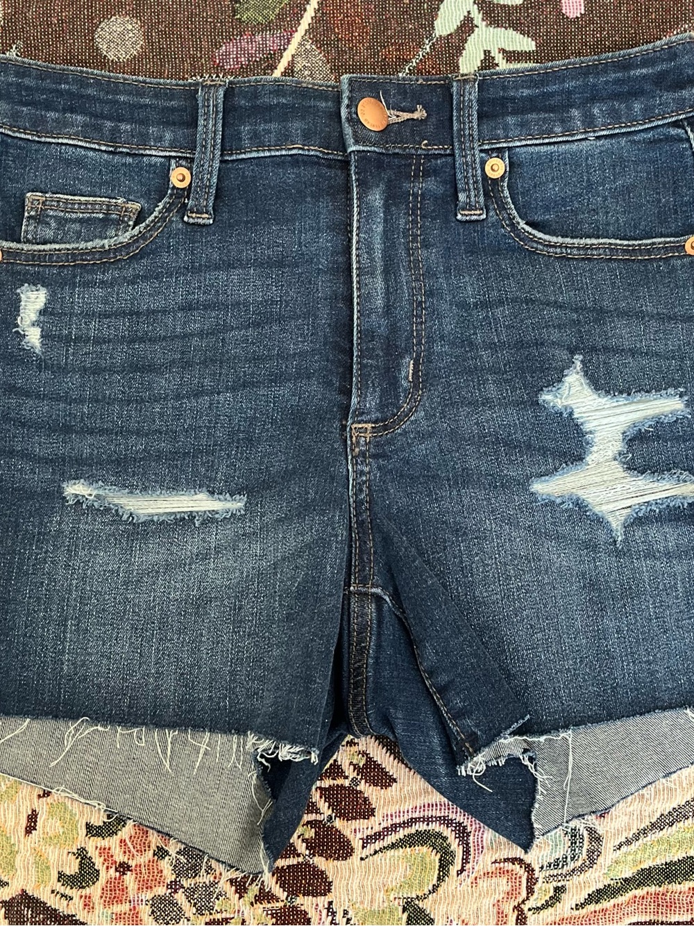 Universal Thread Dark Blue Distressed Denim Cutoff Shorts